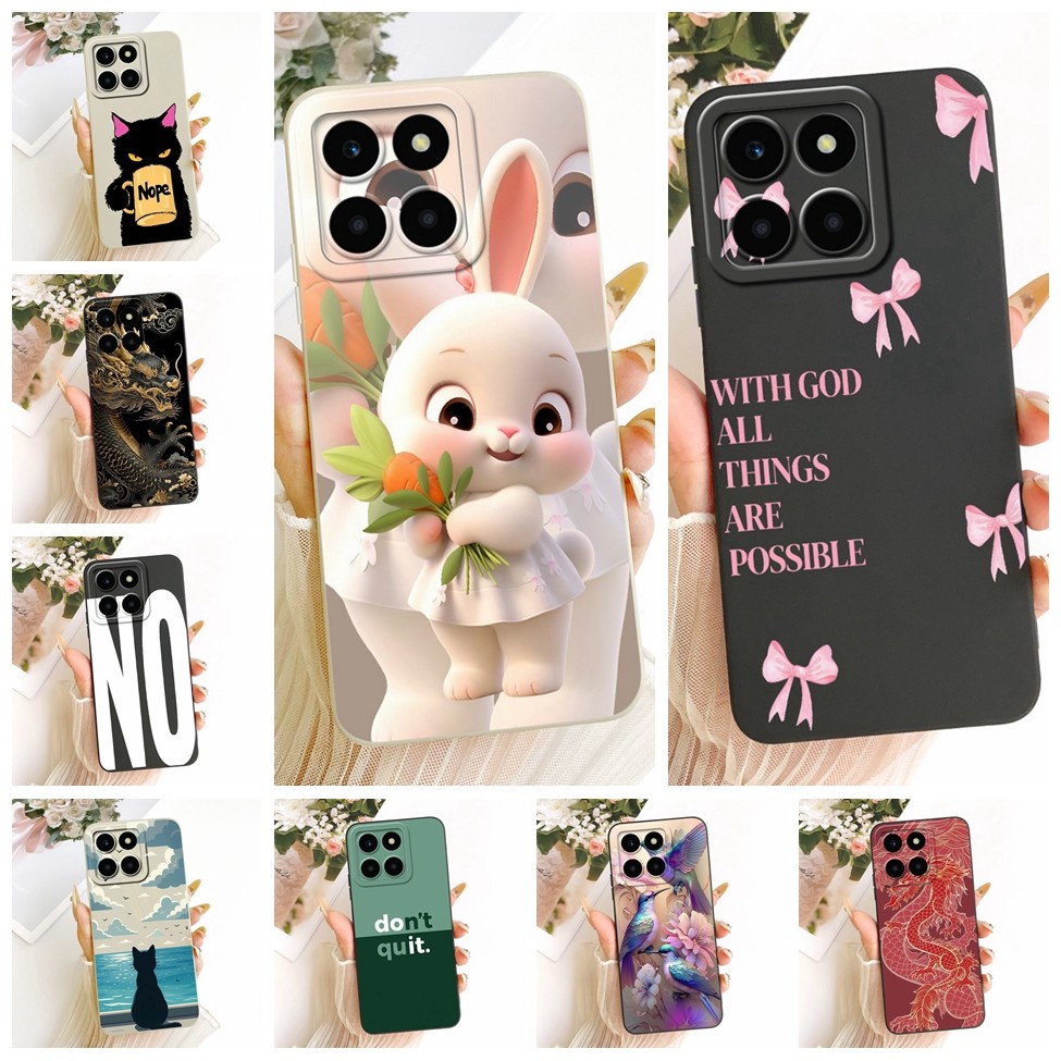 Honor X6a เคสซิลิโคนแฟชั่นหรูหราดอกไม้ Kawaii น่ารักทาสีเคสโทรศัพท์ WDY-LX1 WDY-LX2