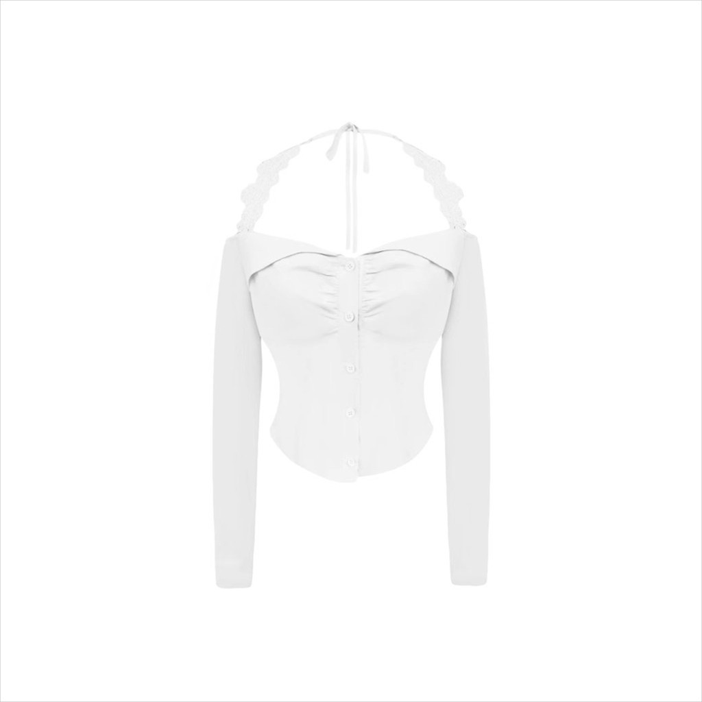 Fufu Sora.TH💕คลังสินค้าพร้อม💕เสื้อยืดแขนยาวสไตล์เกาหลีหวานเซ็กซี่ ทรงเข้ารูปช่วงเอว เปิดไหล่ ช่วยให้ดูผอมเพรียว - รูปที่ 7