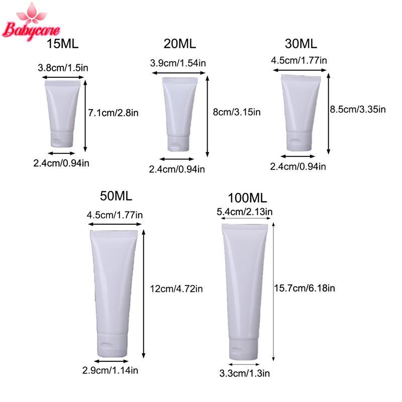 <BYCE-t> 10 ชิ้น 15/20/30/50/100ml สีขาว Flip Top ที่ว่างเปล่ารีฟิลโลชั่นบีบหลอด Leakproof Travel สําหรับครีมทามือ Skincare โลชั่น DIY ราคา ถูกที่สุด ดีลบีเคเค แกลเลอรีภาพที่ 5