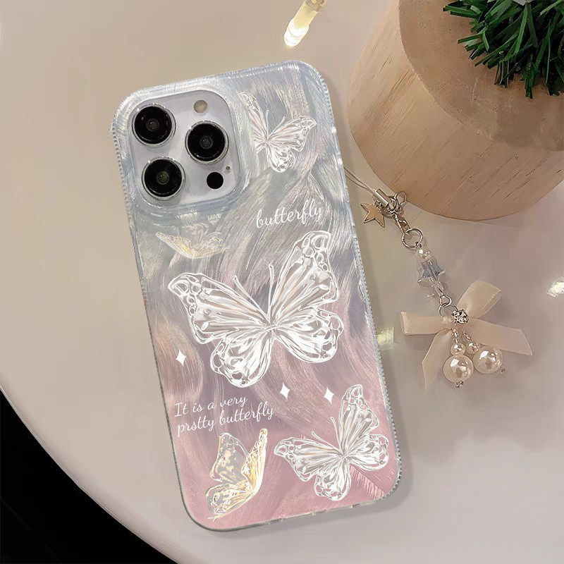 สร้อยข้อมือผีเสื้อแฟนตาซีหวานขนนกกรณีโทรศัพท์ เคส5 13 11 17 air 12 16 14 Pro Max X XR XS Max 14 15 7 8 Plus ราคา ถูกที่สุด ดีลบีเคเค แกลเลอรีภาพที่ 6