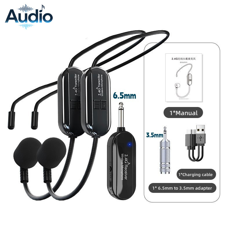 2.4G Head-Mounted Wireless Lavalier ไมโครโฟนชุดหูฟังสําหรับลําโพงเครื่องขยายเสียงครูการสอนไมโครโฟน