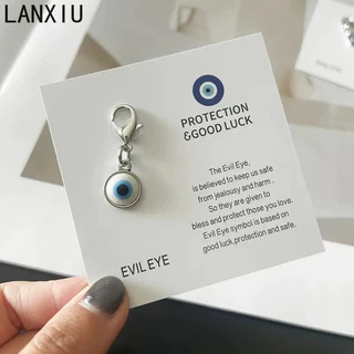 LANXIU Lucky Blue Evil Eye พวงกุญแจ Charm Fortune การ์ดจี้ Stylish แขวนอุปกรณ์เสริมประณีตของขวัญวันหยุด
