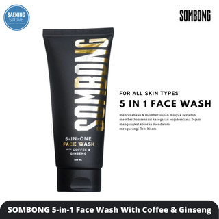 SOMBONG 5-in-1 Face Wash With Coffee & Ginseng Sabun Pembersih Wajah Pria 100ml