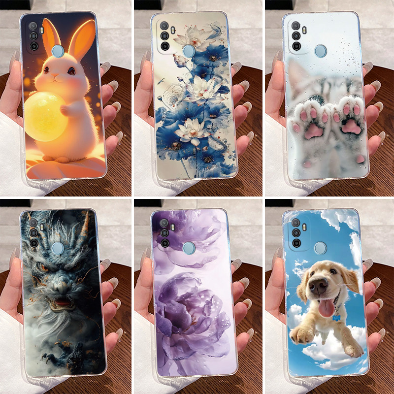 ปลอกสําหรับOppo A53 2020 กรณีCPH2127 ความงามน่ารักCoolชายหญิงโปร่งใสSoft TPUปกหลังสําหรับOppo A53 เคสโทรศัพท์