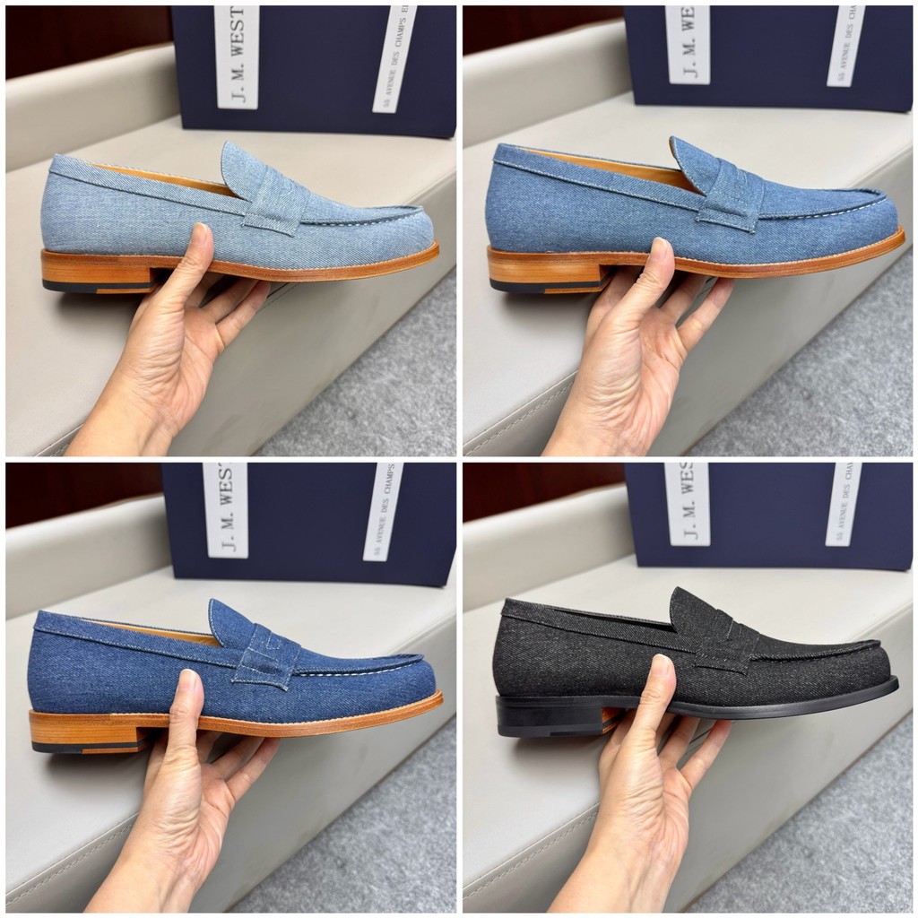 HFCU JMW 2025 รองเท้าผู้ชายของแท้หนัง Casual Business รองเท้าโลฟเฟอร์แฟชั่นเหยียบ