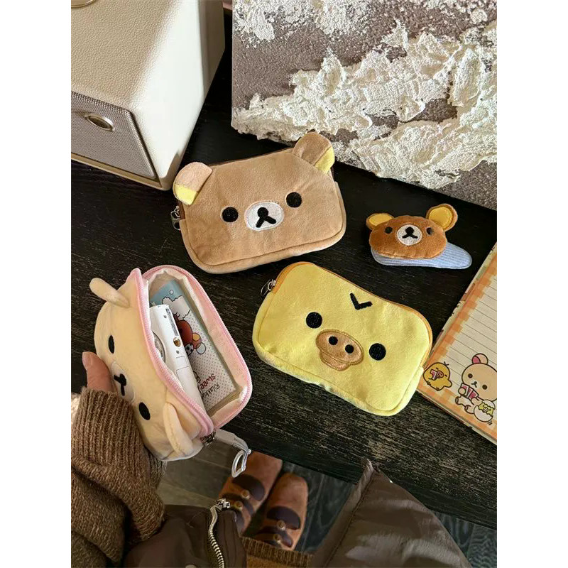 ญี่ปุ่นน่ารัก Rilakkuma Plush Storage Bag กระเป๋าสะสมของเล่น ใช้เป็นกระเป๋าใส่เหรียญและสตางค์