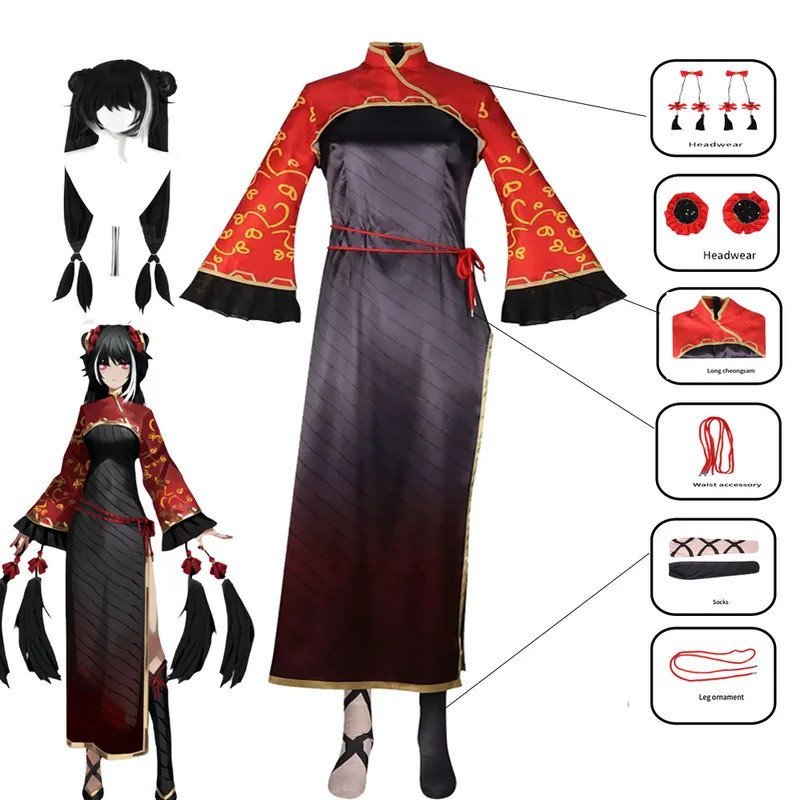 ชุดคอสเพลย์และวิกผมสีแดงจากบริษัทลิ้มบัสเจีย ซีชุน เหมาะสำหรับฮาโลวีนและงานเทศกาล