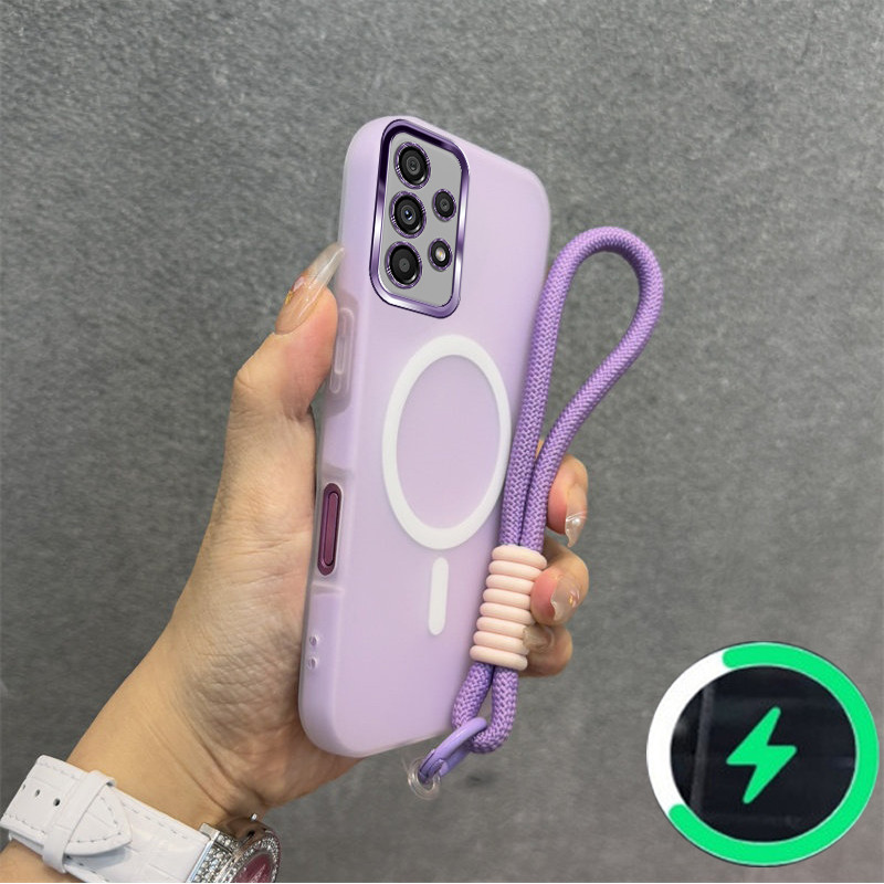 SAMSUNG เหมาะสําหรับSamsung A04S A13 A14 A23 A32 A33 A52 A53 4G 5Gเคสโทรศัพท์ใหม่Jelly Caseไร้สายแม่เหล็กFrosted Shellสายรัดข้อมือสร้อยข้อมือ030