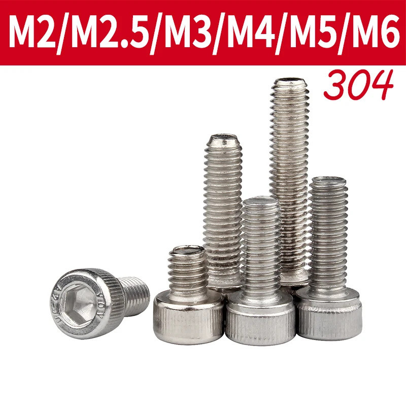M2 M2.5 M3 M4 M5 M6 304 A2 สแตนเลสสีดําเกรด 12.9 เหล็ก DIN912 หกเหลี่ยม Hex ซ็อกเก็ตหัวหมวก Allen Bo