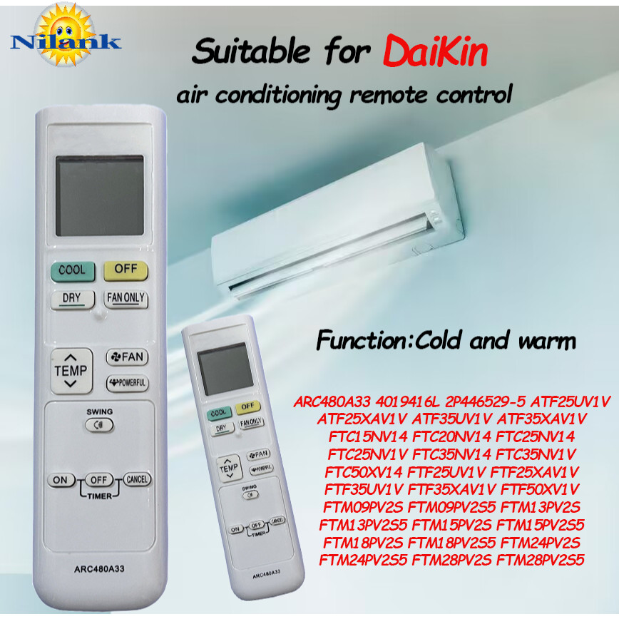 remote รีโมทแอร์ daikin รีโมท ARC480A33 4019416L 2P446529-5 ATF25UV1V ATF25XAV1V ATF35UV1V ATF35XAV1