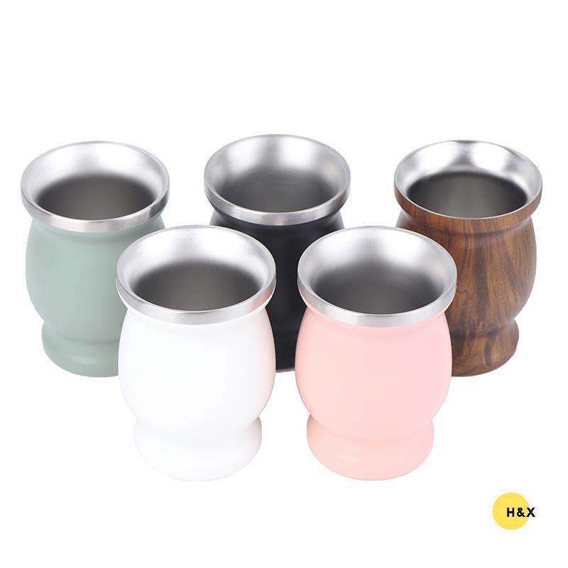 H&X Yerba Mate Cup 304 สแตนเลส 8oz Argentine Yerba Mate Gourd พร้อม Bombillas