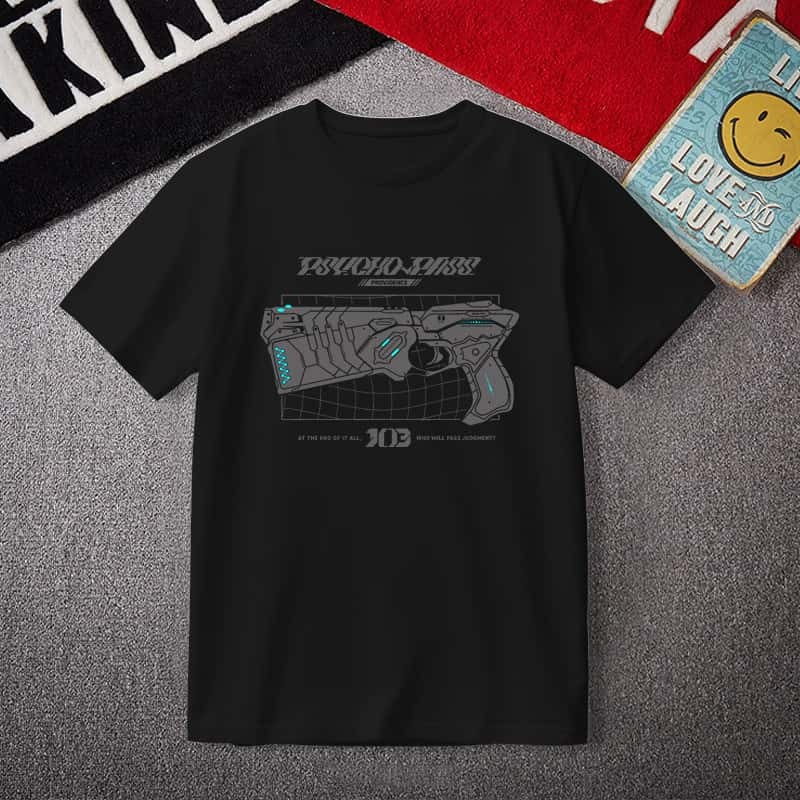 เสื้อยืด Psycho-Pass 🔫 Dominator T-Shirt 🔫 เสื้ออนิเมะไซไฟในตำนาน | ผ้าคอตตอน 100% Unisex สไตล์ E-Sp