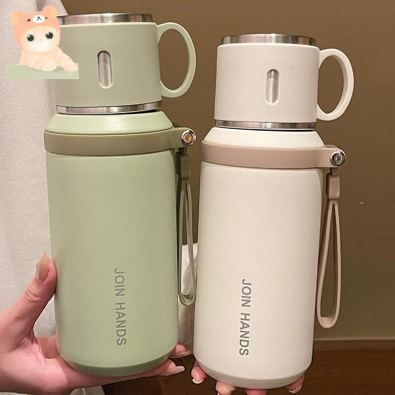 ขวดน้ำสแตนเลส แก้วเก็บความร้อน/เย็น กระบอกน้ำเก็บความร้อน 600ML มีฝาปิด ซีลซิลิโคน 5สี