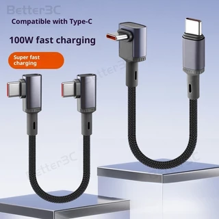 3D ข้อศอกสเตอริโอ USB to Type C สายชาร์จเร็ว 66W/100W สายชาร์จโทรศัพท์มือถือ 25 ซม./50 ซม.High-Density ทอสั้นสําหรับ Power Bank