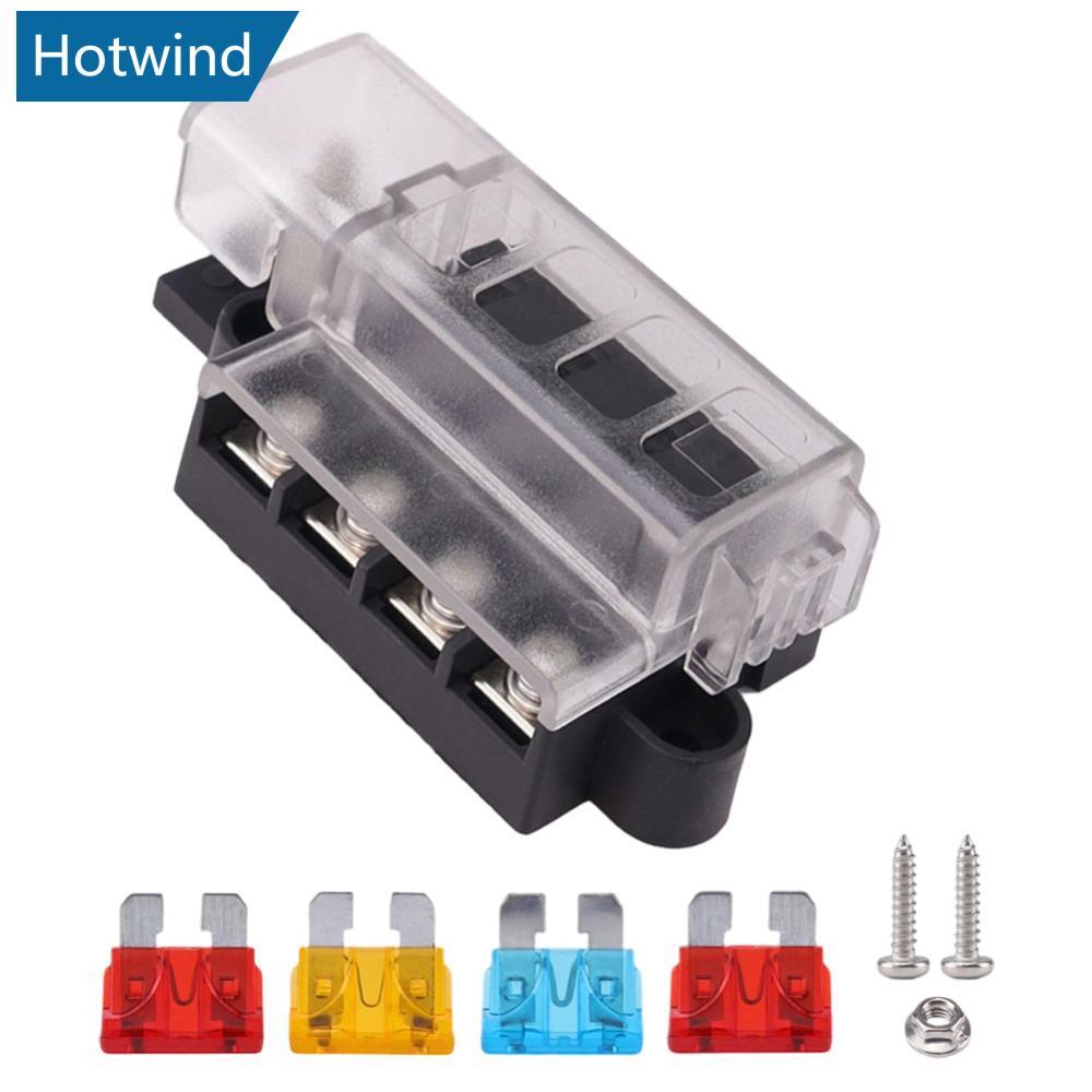 HW Universal 4 วิธีฟิวส์บล็อก 12V 24V unlit ฟิวส์กล่อง 1 ใน 4 ออกรถฟิวส์ผู้ถือกล่อง Marine Auto ฟิวส