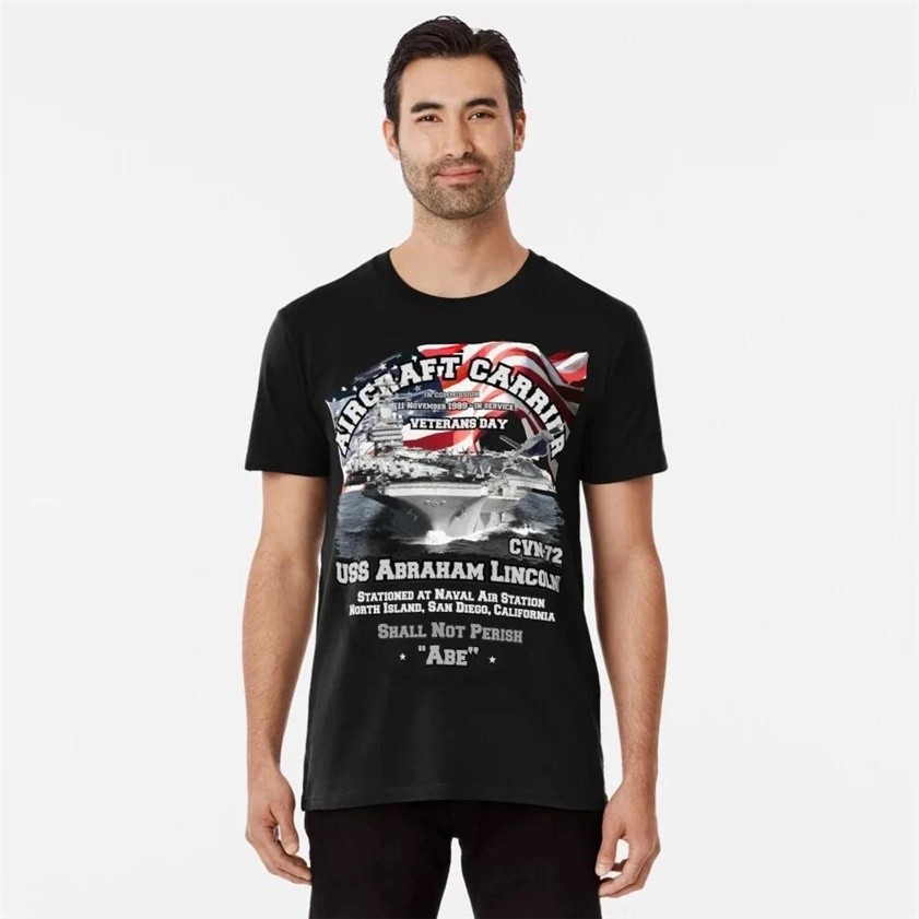 COD Abraham Lincoln Aircraft Carrier CVN-72 เสื้อยืดของขวัญวันทหารผ่านศึก, ผ้าฝ้าย 100% O-คอแขนสั้นฤ
