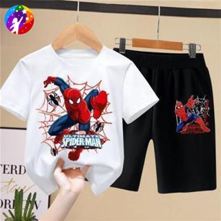 [COD] ชุดกีฬาเด็กผู้ชาย ธีมสไปเดอร์แมน เสื้อผ้าฤดูร้อนสำหรับ…