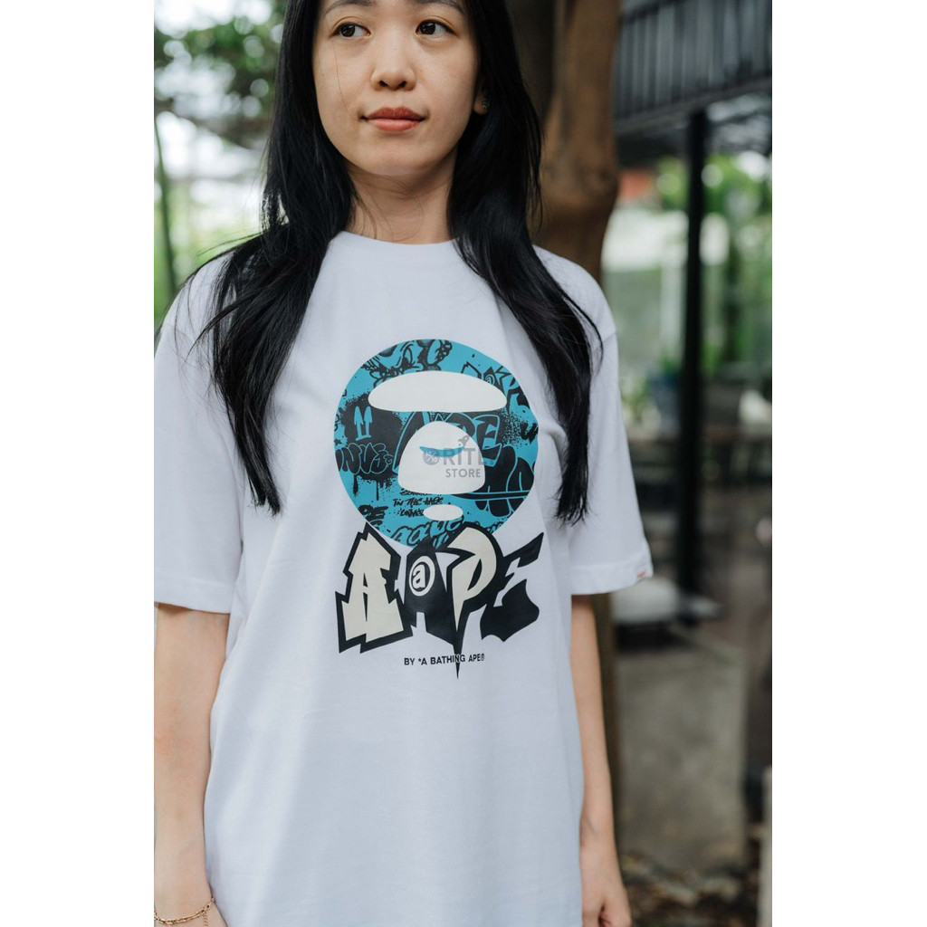 AAPE Moonface Logo Tee White Original / Aape Authentic เสื้อยืด Unisex