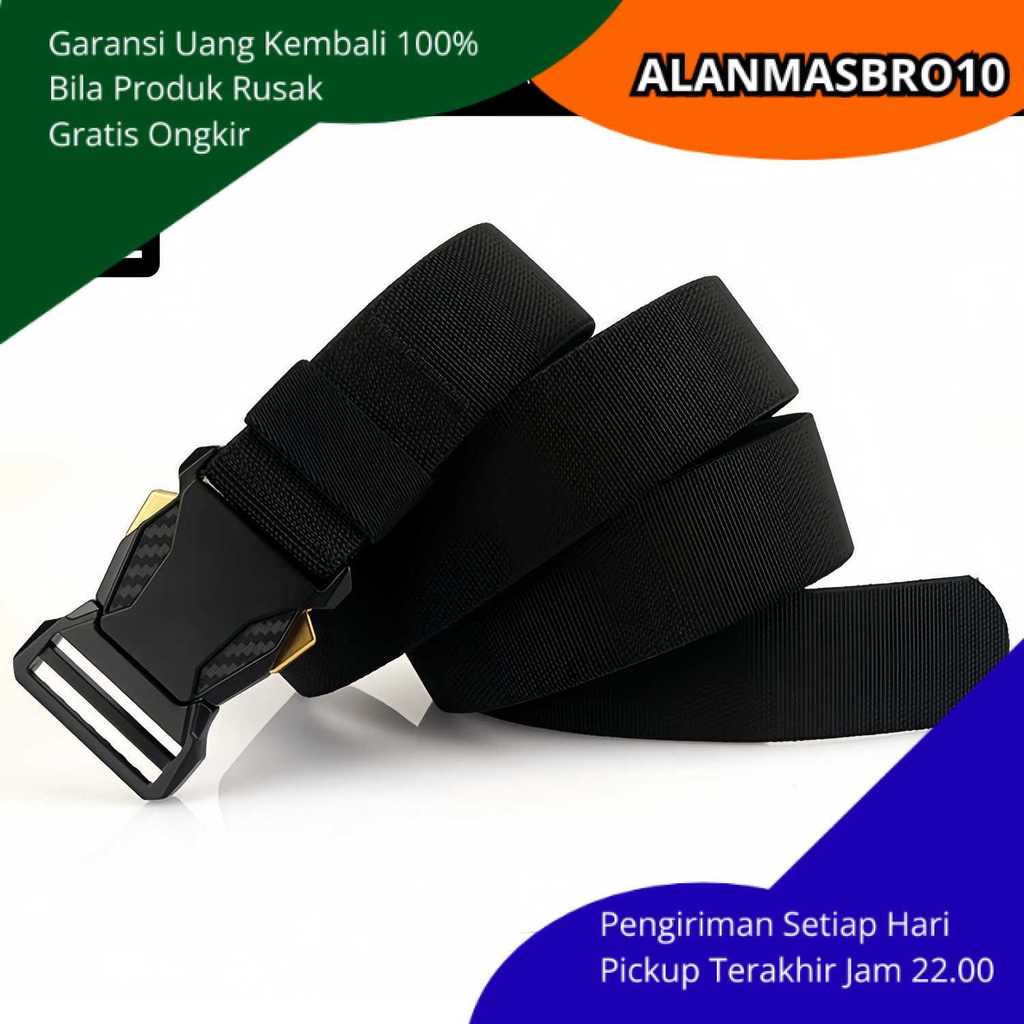 เข็มขัดปลดเร็วผู้ชายไม่มีรูวัสดุโลหะไนลอนทนทานสวมใส่สบายดีไซน์มีสไตล์ลําลองสปอร์ตต้นฉบับล่าสุด Alanm