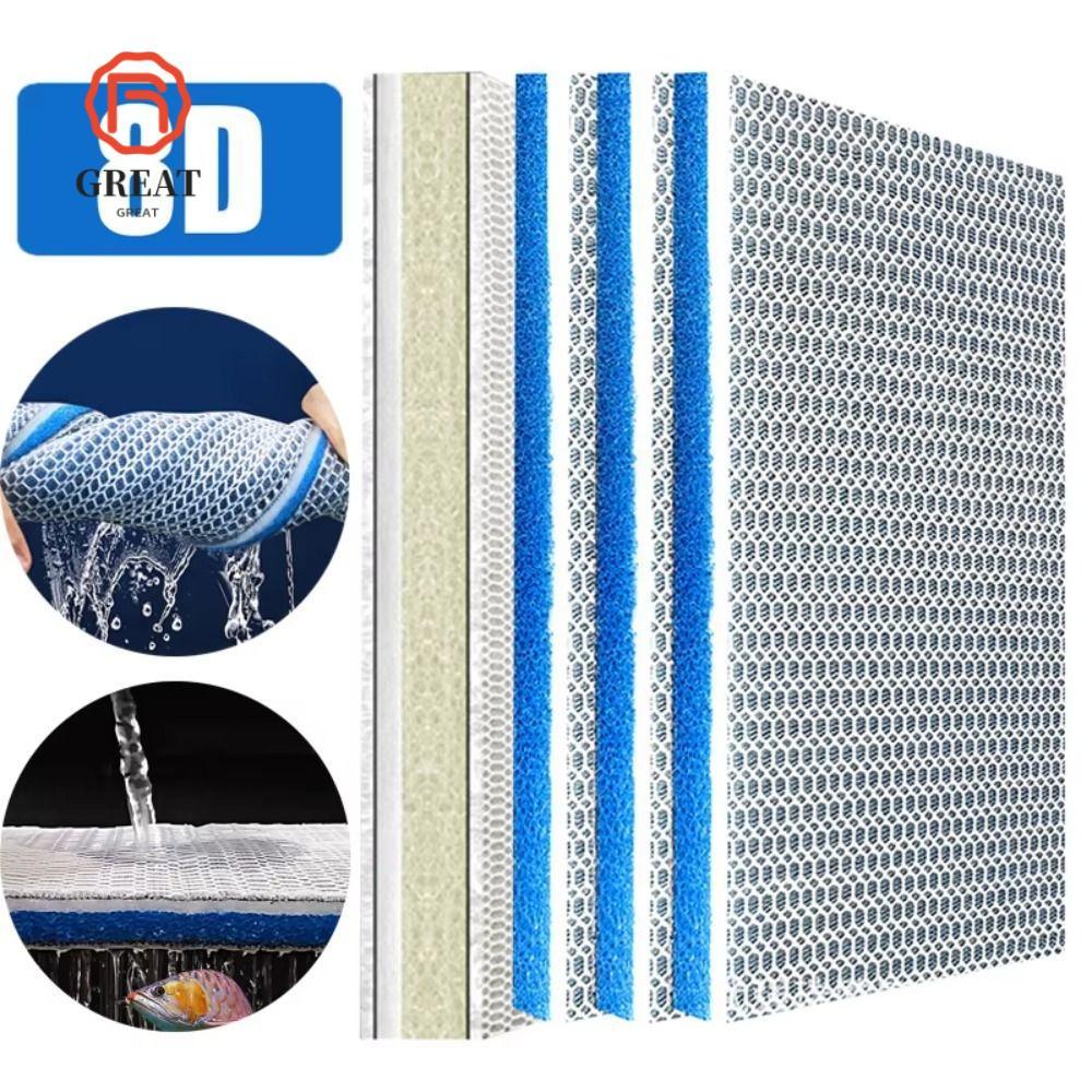 GREAT 1 ชิ้น Aquarium FILTER ฟองน้ํา, High-Density 8D กรองชีวเคมี,ทนทาน 8 ชั้นผ้าฝ้ายฟองน้ํา Aquarium อุปกรณ์เสริม