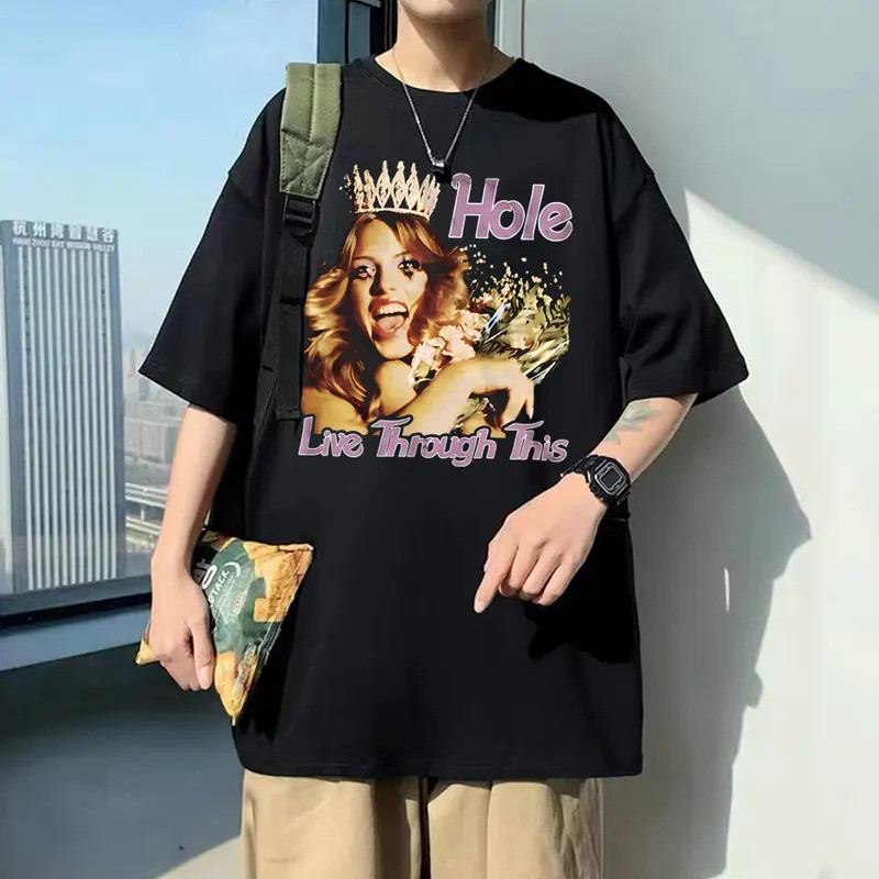 วงดนตรีอัลเทอร์เนทีฟร็อค Courtney Love เสื้อยืดลายอัลบั้มนี้ เสื้อยืดผ้าฝ้ายลำลองสำหรับผู้ชายและผู้ห