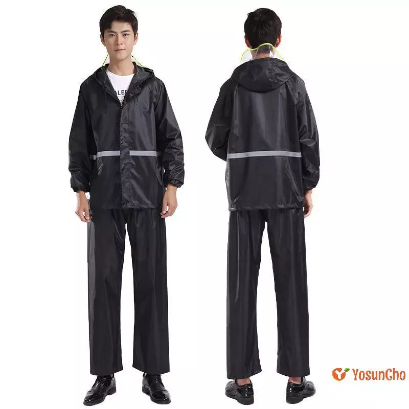 ชุดเสื้อคลุมและกางเกงกันฝน 2 ชิ้น ผู้ใหญ่ มีแถบสะท้อนแสง thumbnail 4