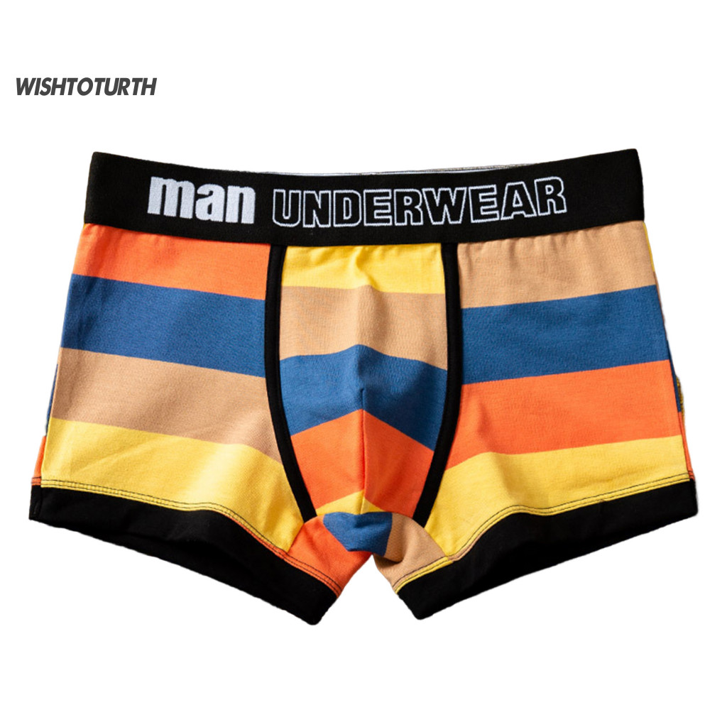 ☼WT Men Underpants Breathable Wide Band Color Matching Men Boxers