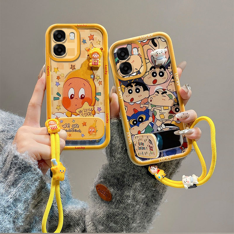 เคส For Oppo A6X/Oppo A6 5G tpu JMZJหรูหรากระจกขาตั้งเชือกเส้นเล็กเคสโทรศัพท์A2i