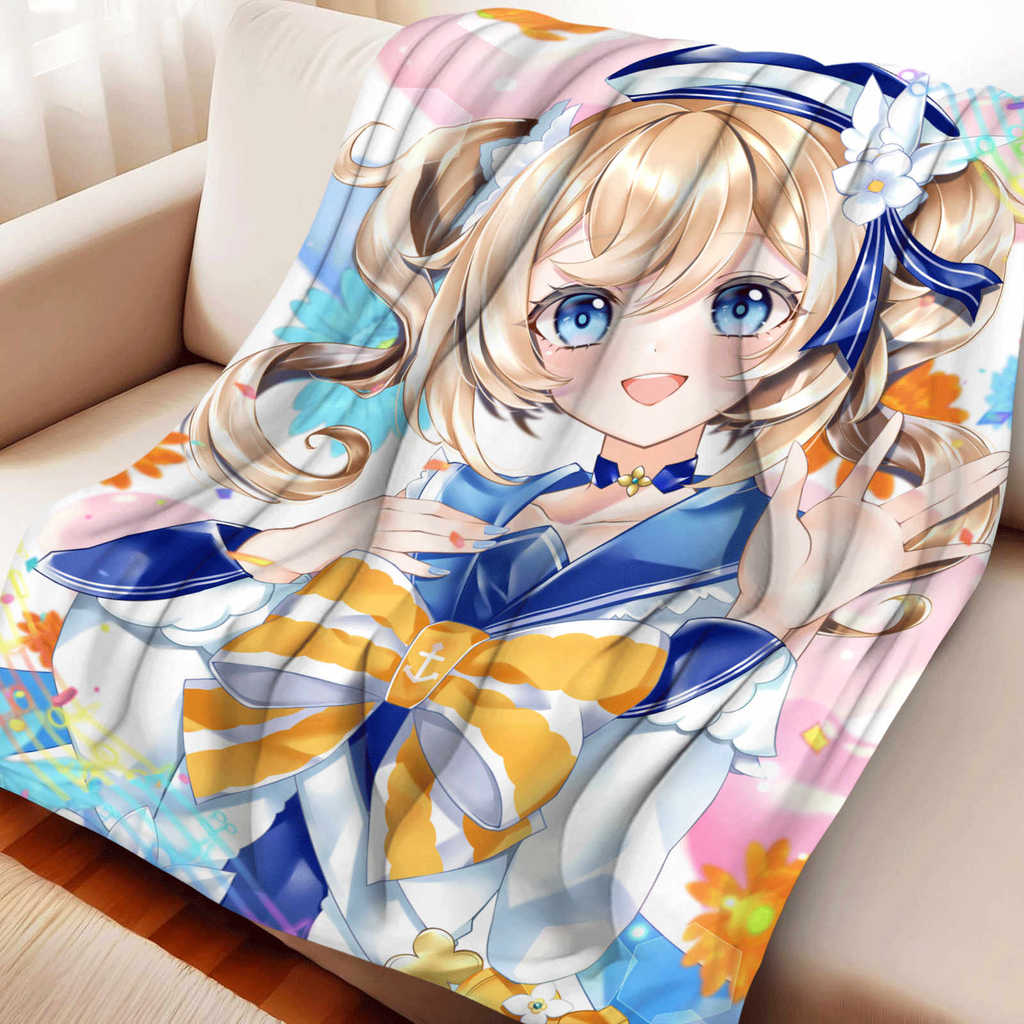 Genshin Impact Barbara Flannel ผ้าห่มแบบพกพา Home Travel Camping โซฟาปิกนิก