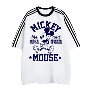 NFV แฟชั่นเกาหลี✨ระบายอากาศ เสื้อยืดแขนสั้นคอกลม ทรงหลวม สไตล์เรียบง่าย Mickey Mouse ใส่สบาย YG2796