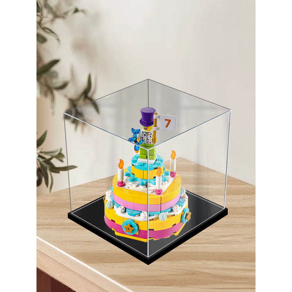 [กล่องแสดงโปร่งใส] เค้กวันเกิดกล่องแสดงอะคริลิเหมาะสําหรับเลโก้ 40382 โปร่งใสป้องกันฝุ่นปกป้องกันฝุ่