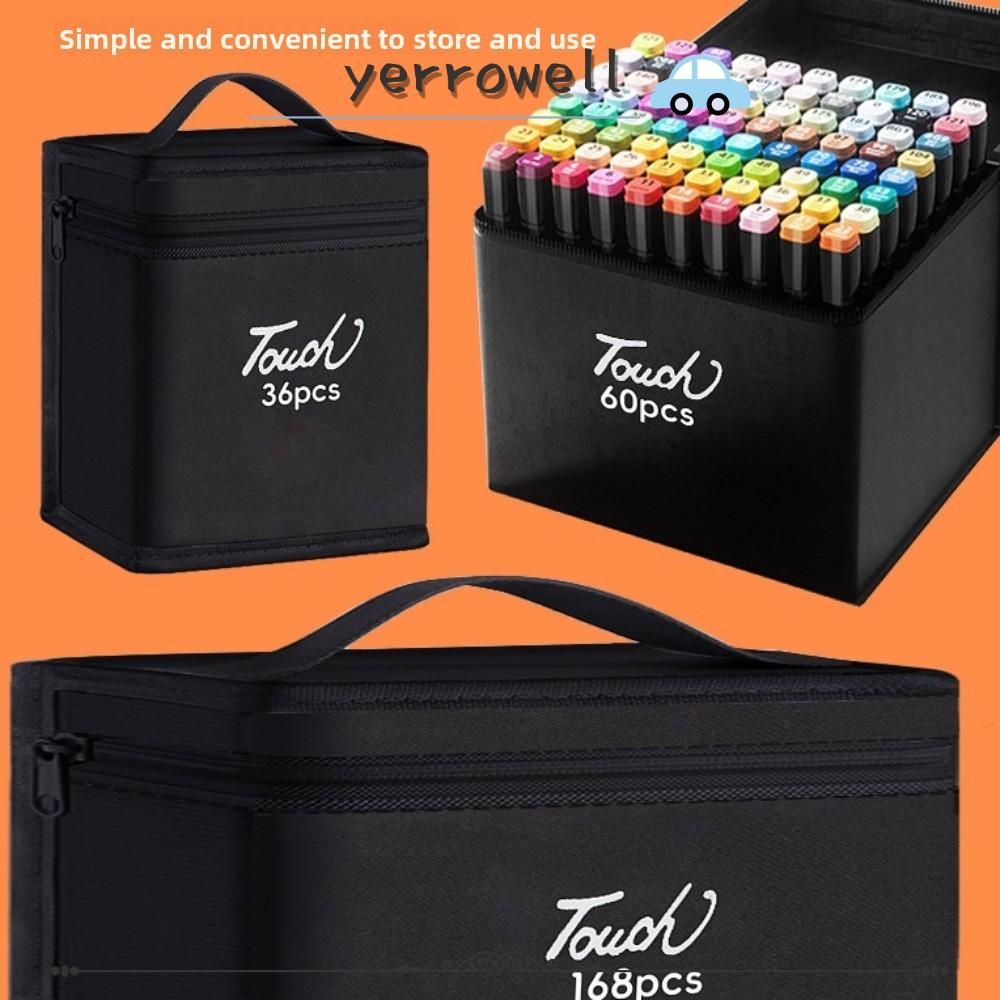 YERROWELL Art Markers Organizer, 12-168 นับสีดําสี MARKER ปากกากระเป๋าเก็บ,กระเป๋าถือสไตล์ผ้าใบวัสดุ Massive Storage ความจุขนาดใหญ่ MARKER กระเป๋าเครื่องมือวาด
