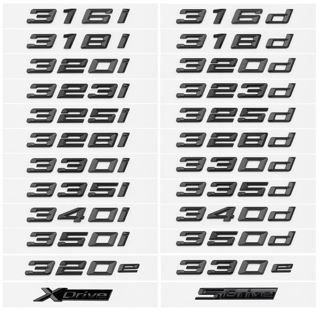 สีดําเงา 320i 320d 320e 325d 328d 330i 330d 330e 335d 340d สติกเกอร์สัญลักษณ์สําหรับ BMW Serie 3 E90