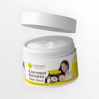 Pinnara Coconut Keratin Hair Mask 225g. - ครีมหมักผมมะพร้าวผสมเคราติน พิณนารา 225ก.