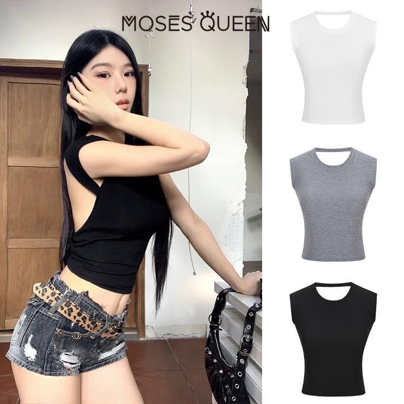 < MOSESQUEEN > เสื้อผ้าสตรีแบบ T แขนสั้นไร้ไหล่ วาวใส ดูเซ็กซี่ เหมาะสำหรับฤดูร้อน  #63107 – โปรปัง