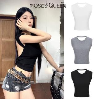 < MOSESQUEEN > เสื้อผ้าสตรีแบบ T แขนสั้นไร้ไหล่ วาวใส ดูเซ็กซี่ เหมาะสำหรับฤดูร้อน  #63107