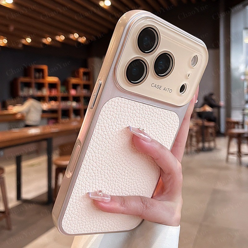 เคสโทรศัพท์หรู หนังแท้ ขนาดใหญ่ ลายลิ้นจี่ รูปที่ 3
