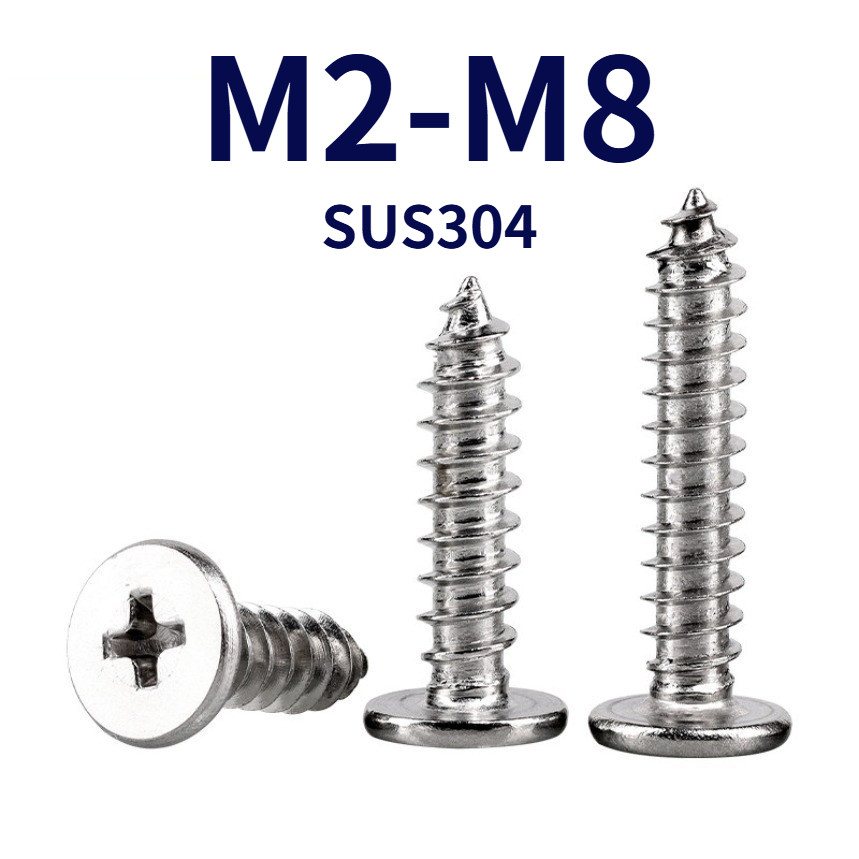 สกรู สแตนเลส 304  แฉก เกลียวปล่อย ปลายแหลม  น็อต M2/M2.3/M2.6/M3/M3.5/M4-M8 [FKY-G1]