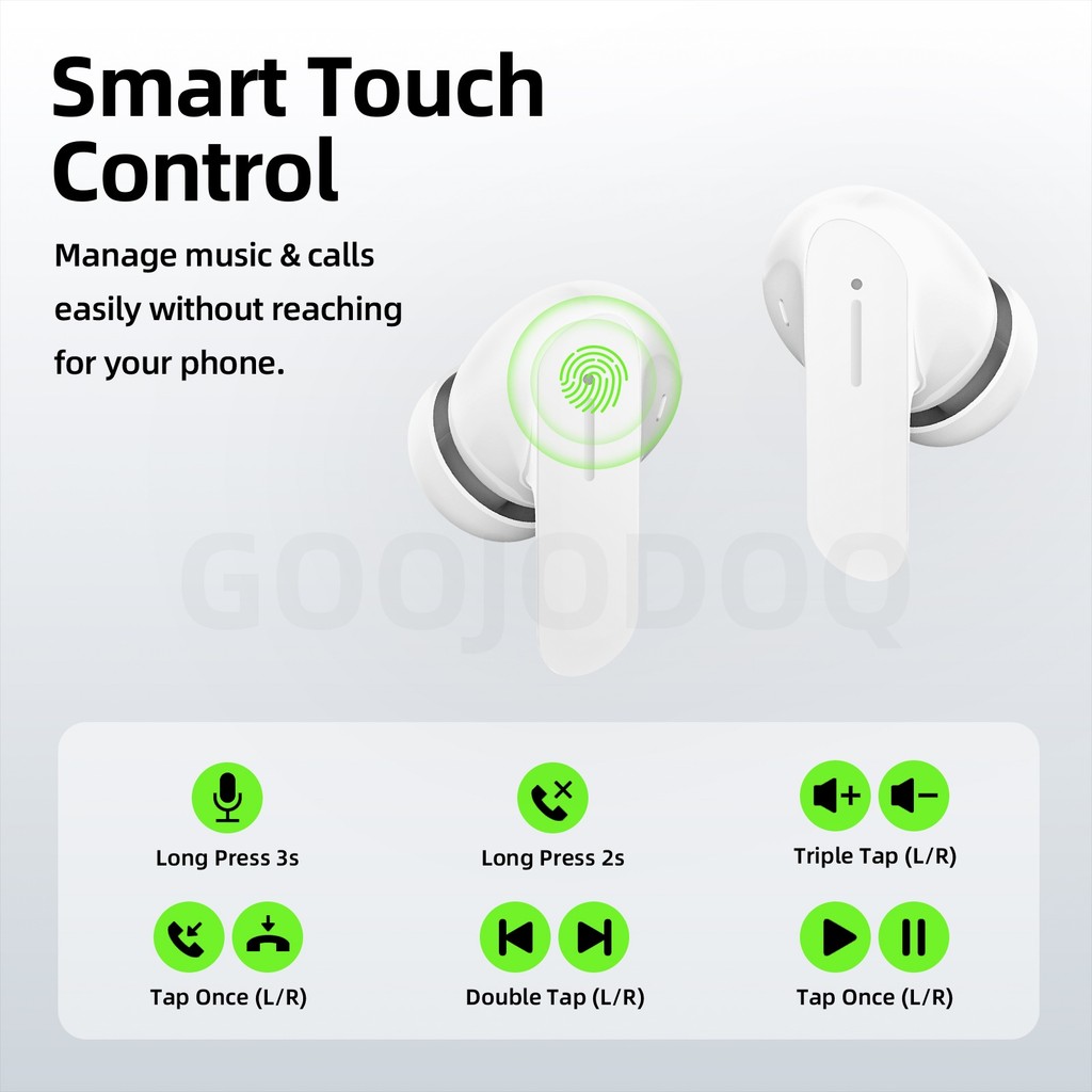 GOOJODOQ หูฟังไร้สายบลูทูธ 5.3 การควบคุมการเชื่อมต่อที่เสถียรเพลงเล่นและรับสายอายุการใช้งานแบตเตอรี่ยาวนาน - รูปที่ 2