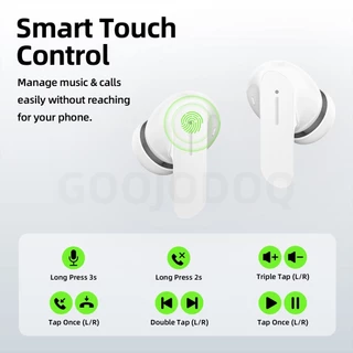 GOOJODOQ หูฟังไร้สายบลูทูธ 5.3 การควบคุมการเชื่อมต่อที่เสถียรเพลงเล่นและรับสายอายุการใช้งานแบตเตอรี่ยาวนาน