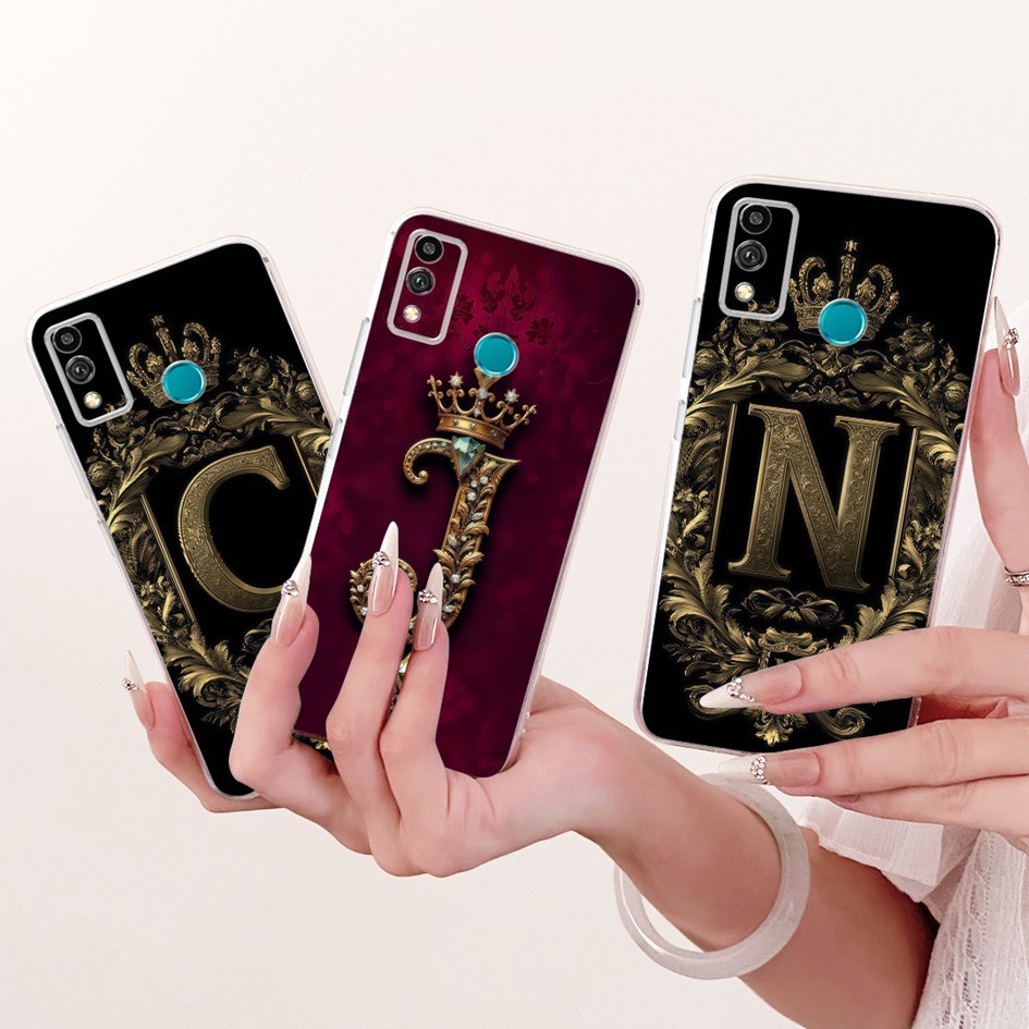 สําหรับ Honor 9X Lite กรณี JSN-L21 JSN-L22 JSN-L23 น่ารักตัวอักษรเริ่มต้นซิลิโคนอ่อนนุ่มคู่เคสโทรศัพ