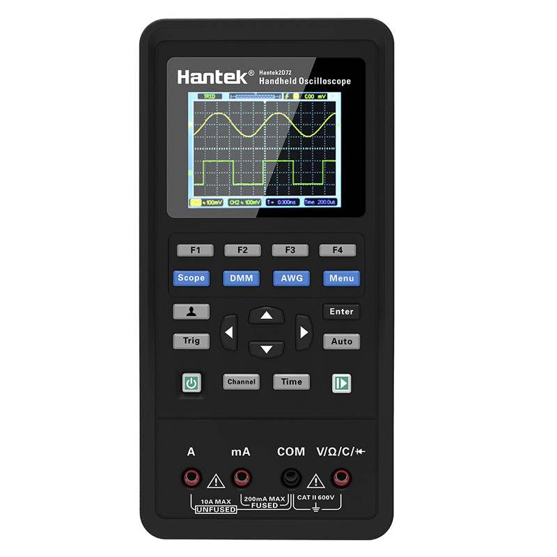 Hantek 2D72 มัลติมิเตอร์แบบดิจิตอล Waveform Generator Handheld Oscilloscope แบบพกพา 3in1 USB 2 ช่อง 
