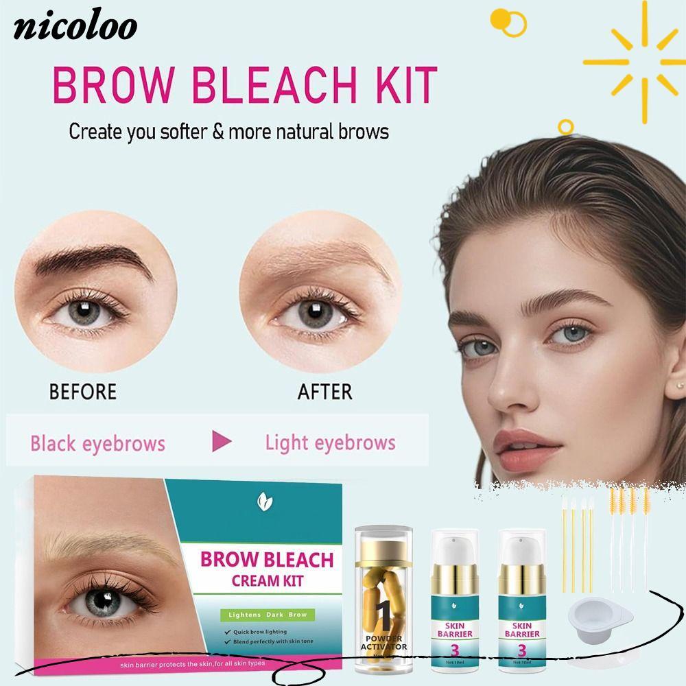 NICOLOO Brow Bleach Kit ใช้งานง่าย 5 แอพพลิเคชัน Brow Lightening Kit, Eyebrow Bleach Quick No Drip E