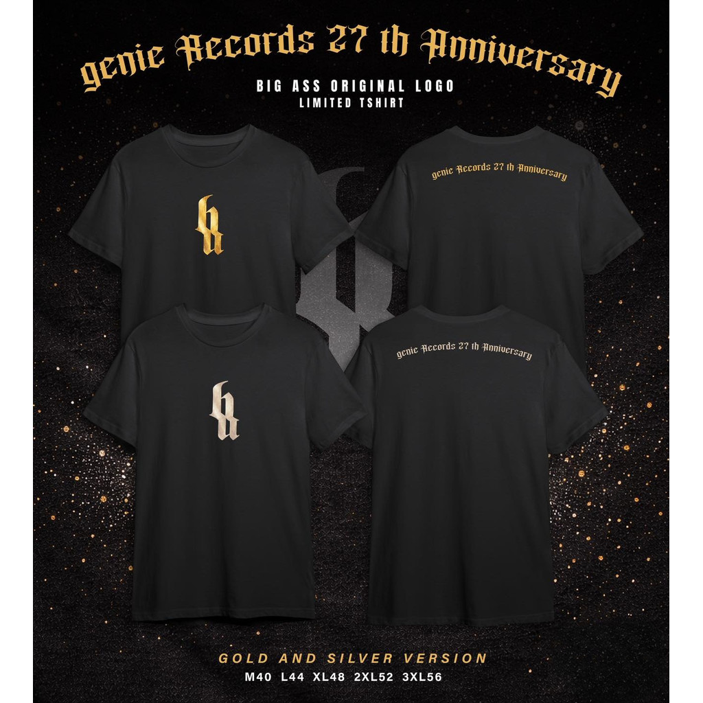 เสื้อยืด genie records 27th Anniversary BIG ASS Original Logo T-Shirt ผ้าฝ้ายแท้ S-5XL