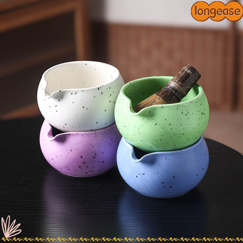 ชามมัทฉะ LONGE พร้อมพวยเท Smooth Matcha Whisk Holder, ชุดชงมัทฉะเซรามิกแบบใช้ซ้ําได้คนรักชา