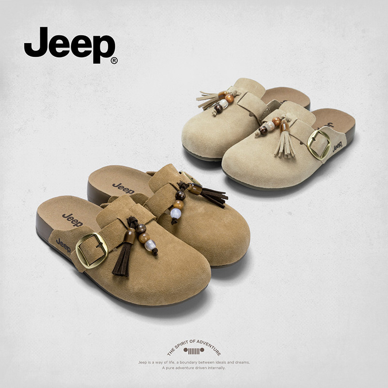 Jeep Slip-On รองเท้าผู้หญิง 2026 สไตล์ใหม่ขี้เกียจน้ําหนักเบา Anti-SLIP รองเท้าแตะครึ่งสวมใส่ด้านนอก