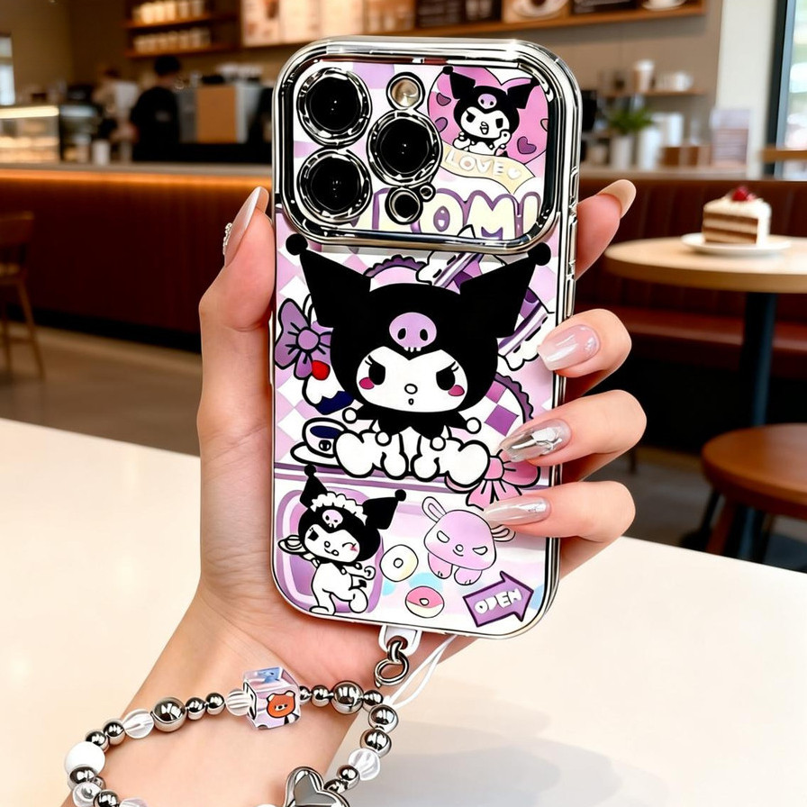 💖Novel💖-เคสโทรศัพท์ธีมซานริโอ้สีม่วง มีสายรัด เคส iPhone 17PROMAX เคสไอโฟน 13PRO 16PRO 15 14PLUS 12 11-CHX6DSC96