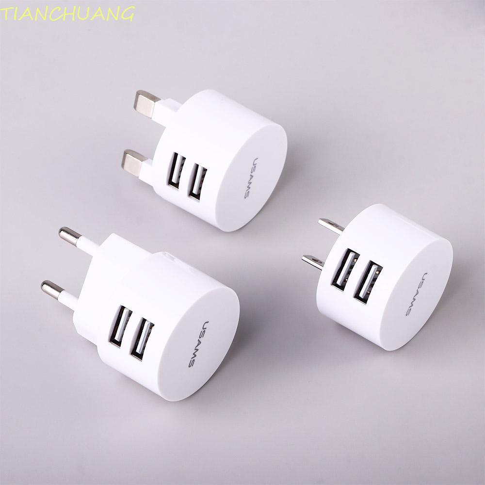 TIANCHUANG Dual Usb Round Charger US Universal Dual USB Mini Adapter Travel Charger Charger Adapter 
