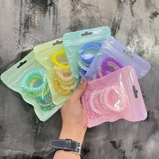 ยางรัดผมแบบเกลียว สีพาสเทล วงใหญ่ ไม่กินผม ไม่ทิ้งรอย แพ็ค 6 ชิ้น