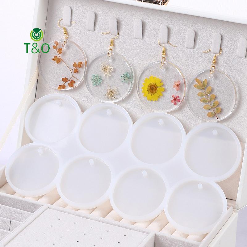 T & O 8/12PCS แม่พิมพ์ซิลิโคน สำหรับจี้เรซิน สร้อยคอ และพวงกุญแจ DIY Craft